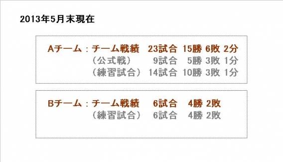 チーム戦績（2013年5月末現在）